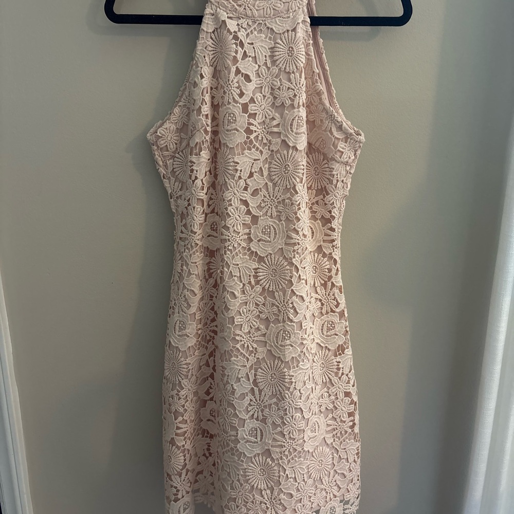 Lulu's Blush Pink Lace Halter Dress
